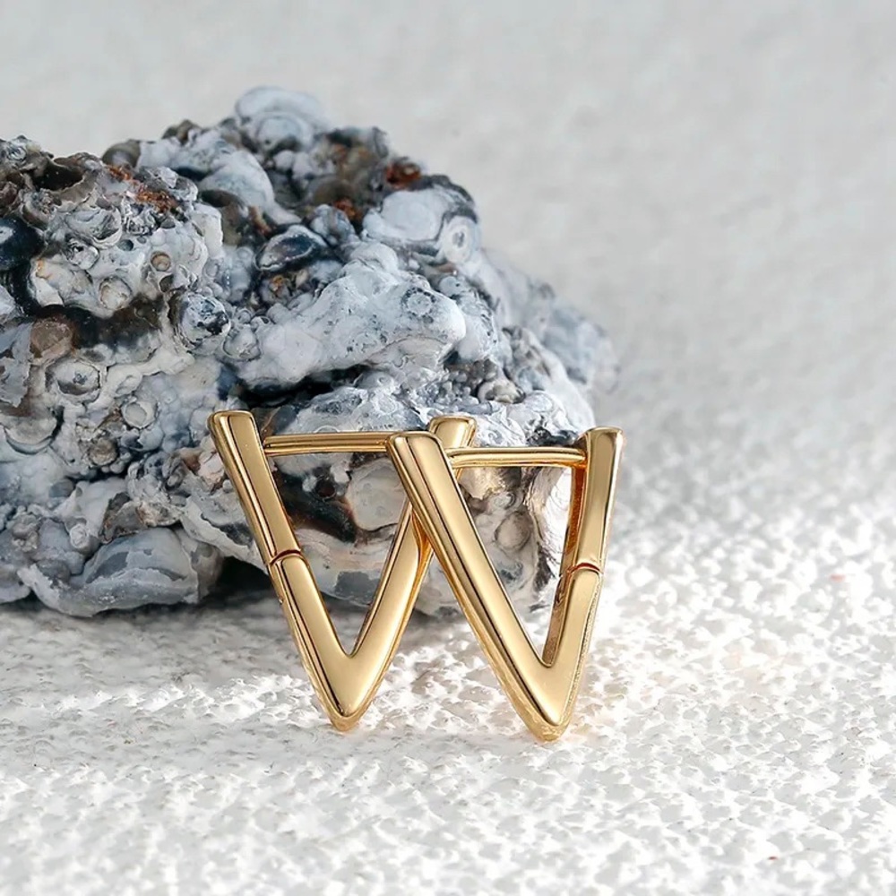 Exquisite and Elegant 18K Gold Plated V Shaped Earrings